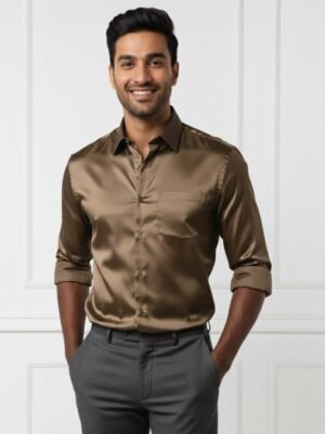 Olive Green Shirt & Black Pant Combo Unique Formal Set
