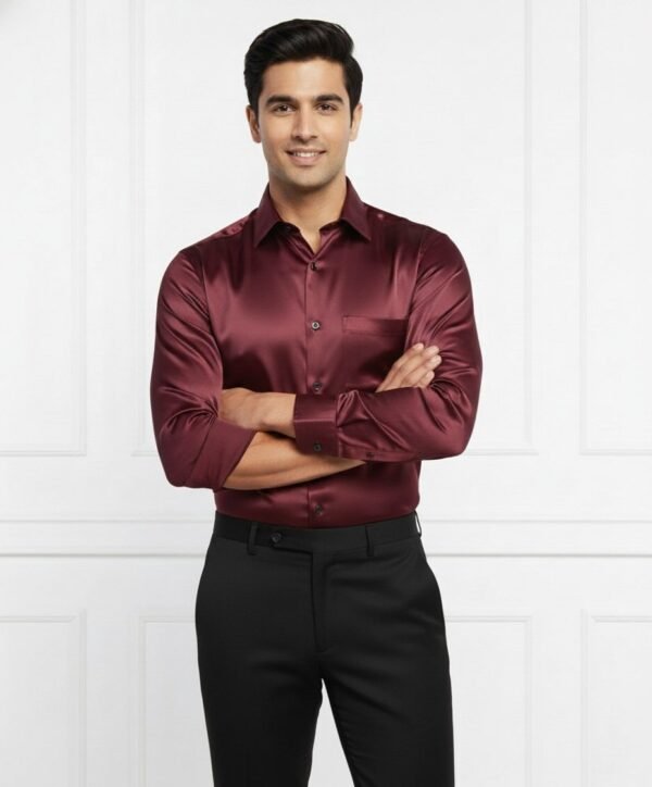 Maroon Shirt & Black Pant Combo for Men Royal Formal Set Maroon Shirt & Black Pant Combo for Men Royal Formal Set