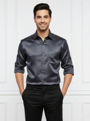 Dark Grey Shirt & Black Pant Combo for Men & Stylish Set