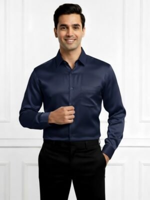 Navy Blue Shirt & Black Pant Combo for Men Premium Formal Set