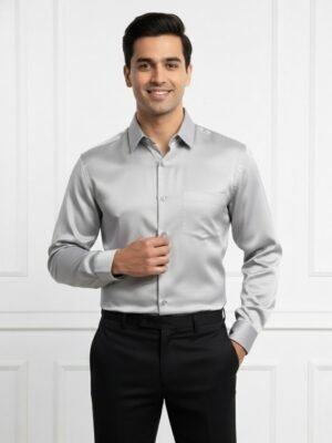 Lite Grey Shirt & Black Pant Combo for Men & Formal Set