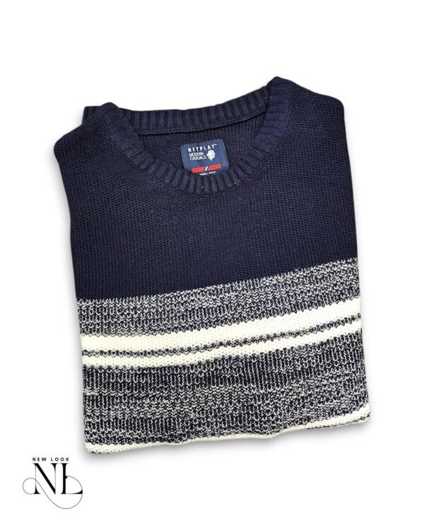 Best Trendy Stripe Navy Blue Full T-Shirt for Men