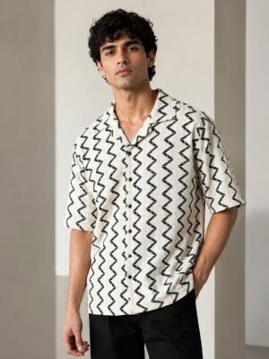 Oversize White Printed Shirt & Trendy Casual