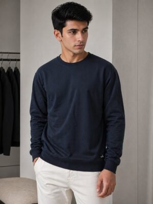 Best Stylish Navy Blue Plain Full T-Shirt for Men