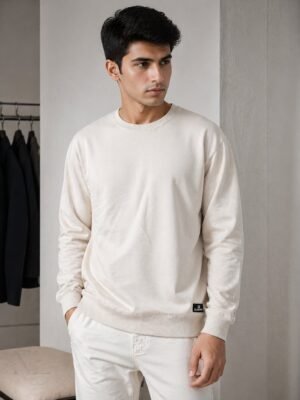 Trendy Cream Plain Full T-Shirt for Men