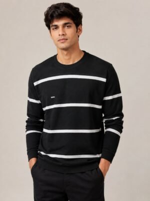 Stylish Black Stripe Full T-Shirt for Men & Monochrome Classic
