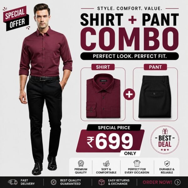 Men's Formal Shirt & Pant Combo – ₹699
