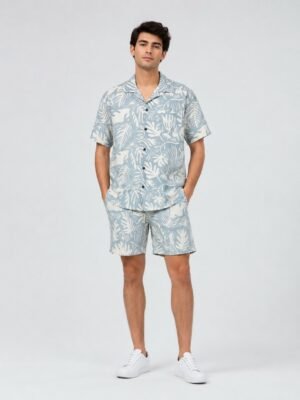 Buy Trendy Sky Blue Printed Cord Set for Men
