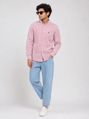 Pink Shirt & Blue Baggy Jeans Combo Set Confidence
