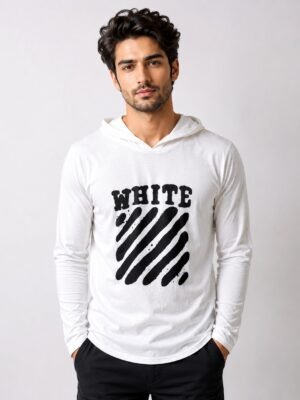White Printed Hoodies for Men | Trendy Designs