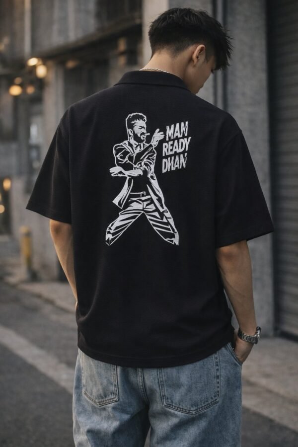 Printed Black Oversize Shirt for Men & Classic