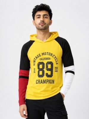 Trendy Printed Yellow Hoodies for Men - Premium Stylish
