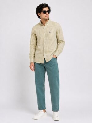 Yellow Shirt & Green Baggy Jeans Combo Set Bold Streetwear