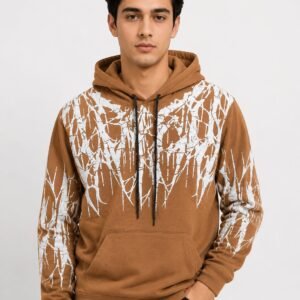Buy Stylish Printed Lite Brown Hoodie for Men