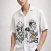 Stylish White Printed Oversize Shirt for Men