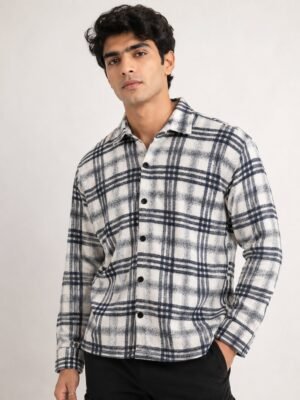 Buy Stylish Boxy Fit White Checks Full Shirt for Men