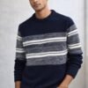 Best Trendy Stripe Navy Blue Full T-Shirt for Men