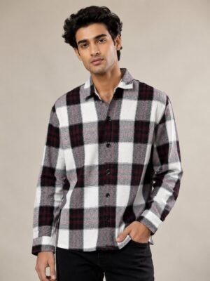 Buy Trendy Boxy Fit Brown Checks Full Shirt for Men