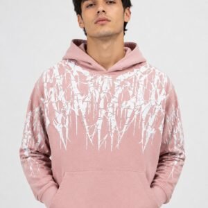 Buy Stylish Printed Lite Pink Hoodie for Men