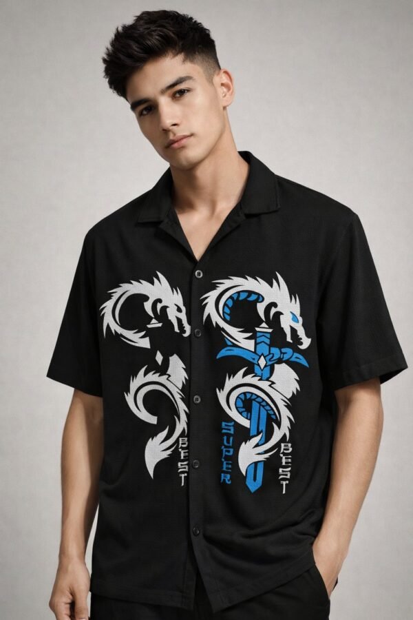 Buy Trendy Black Printed Oversize Shirt for Men Buy Trendy Black Printed Oversize Shirt for Men