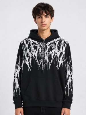 Buy Stylish Printed Black Hoodie for Men