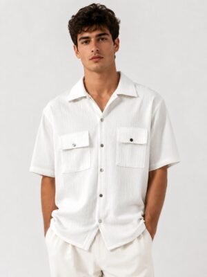 Classic White Double Pocket Oversize Shirt Utility Shirt