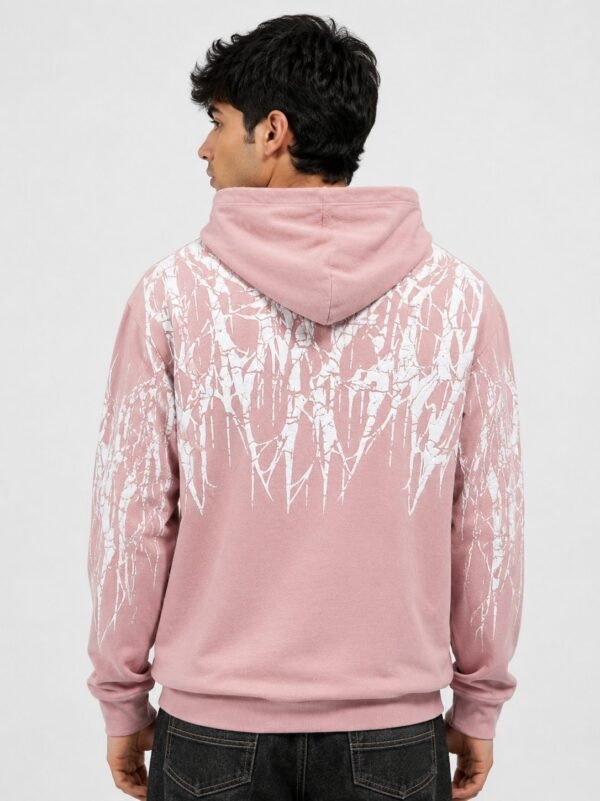 Buy Stylish Printed Lite Pink Hoodie for Men