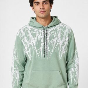 Buy Stylish Printed Lite Green Hoodie for Men