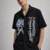 Printed Black Oversize Shirt for Men & Classic