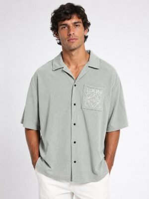 Lite Grey Plain Oversize Shirt for Men Minimalist Style