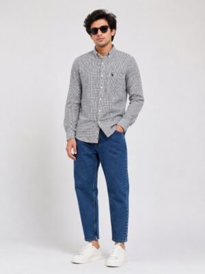 Navy Blue Shirt & Blue Baggy Jeans Combo Set & Classic