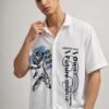 Trendy Printed White Oversize Shirt for Men