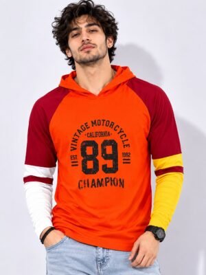 Dark Orange Full Hoodies for Men | Premium Cotton