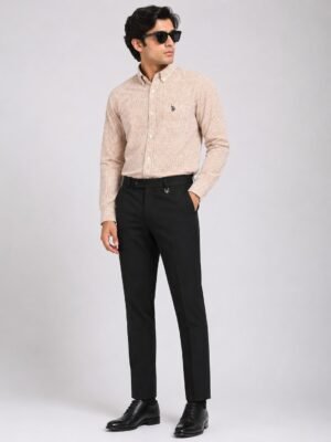 Orange Checks Full Shirt & Black Pant Combo Set